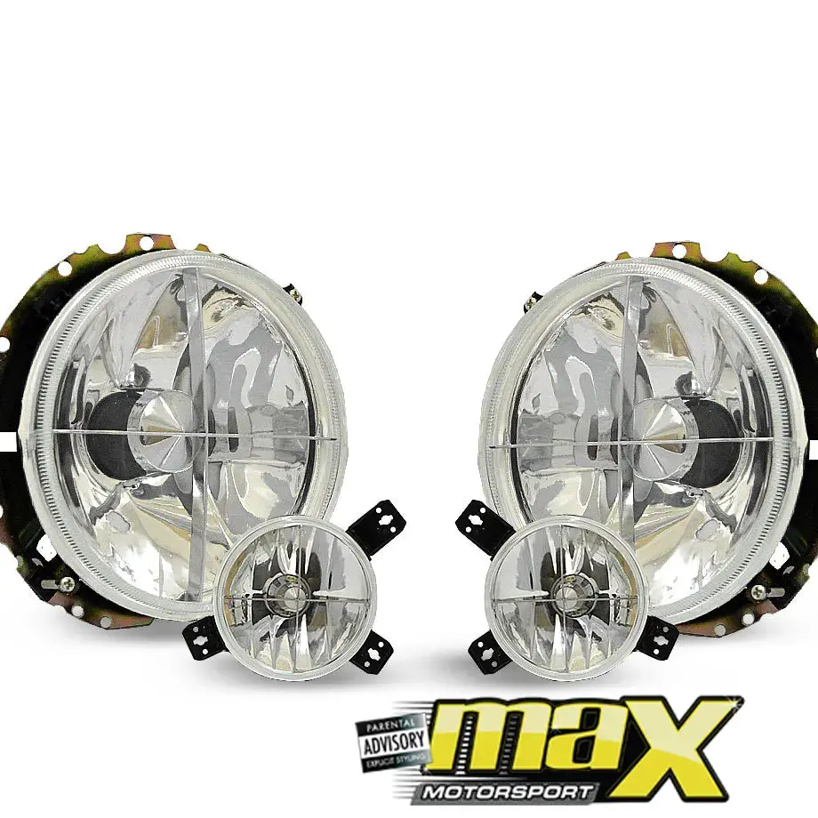 Suitable To Fit - Vw Golf 1 Crystal Cross Headlights (Inner & Outters) 1