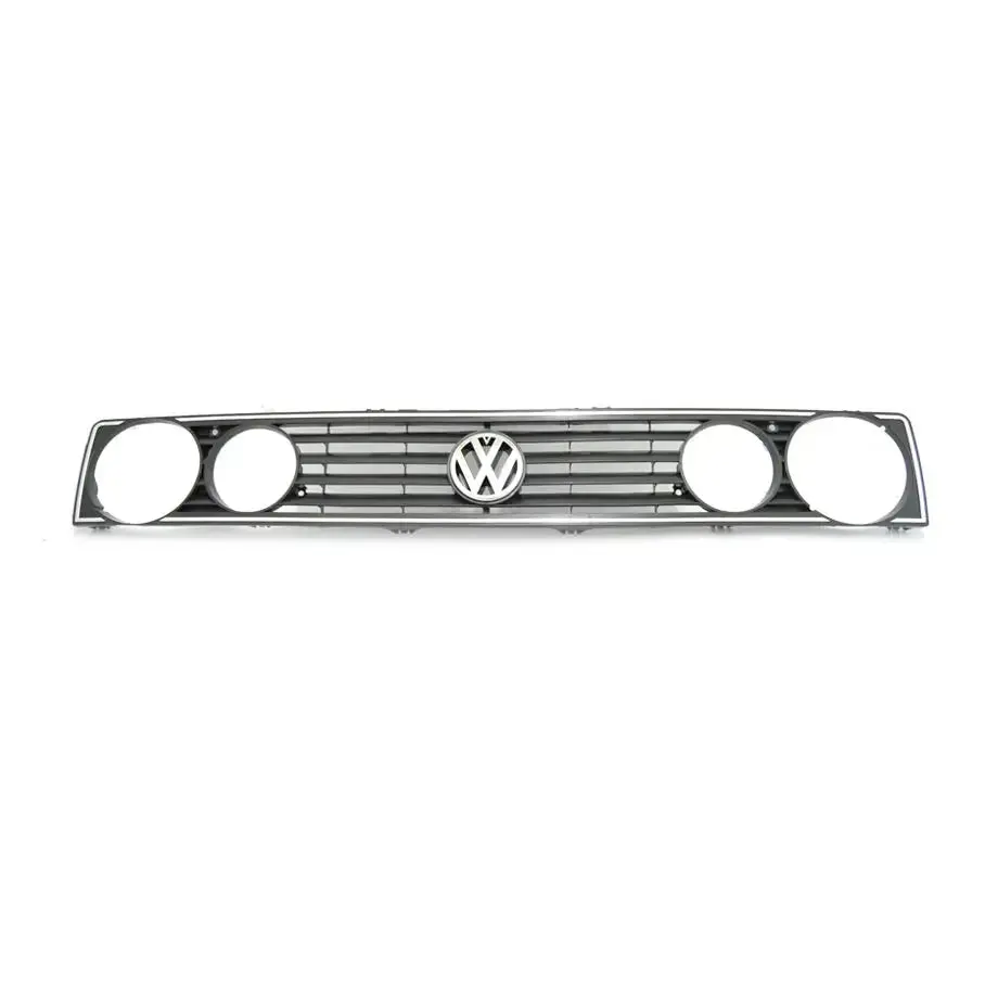 Suitable To Fit - Vw Golf 1 Silver Line Big Badge Double Headlight Grille (Plastic) 1