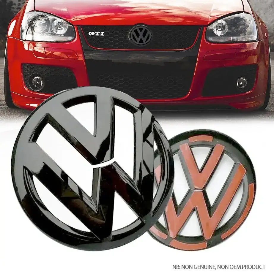 Suitable To Fit - V-W Golf 5  Gloss Black Stick On Emblem Badge Cover (Pair) 1