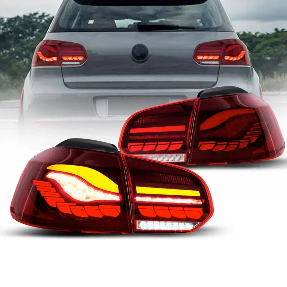 Suitable To Fit - Vw Golf 6 Cs Style Oled Sequential Smoked Red Taillights 1