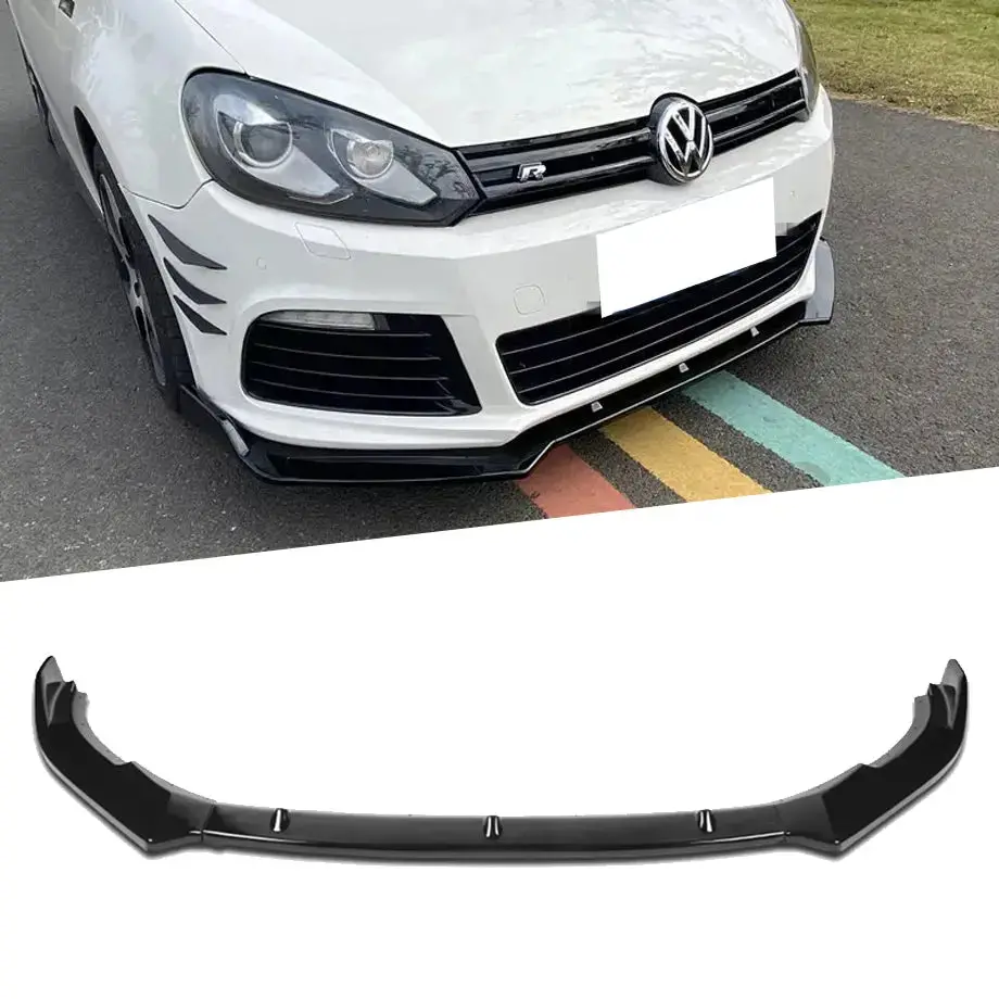 Suitable To Fit - Vw Golf 6R Gloss Black 3-Piece Plastic Front Spoiler 1