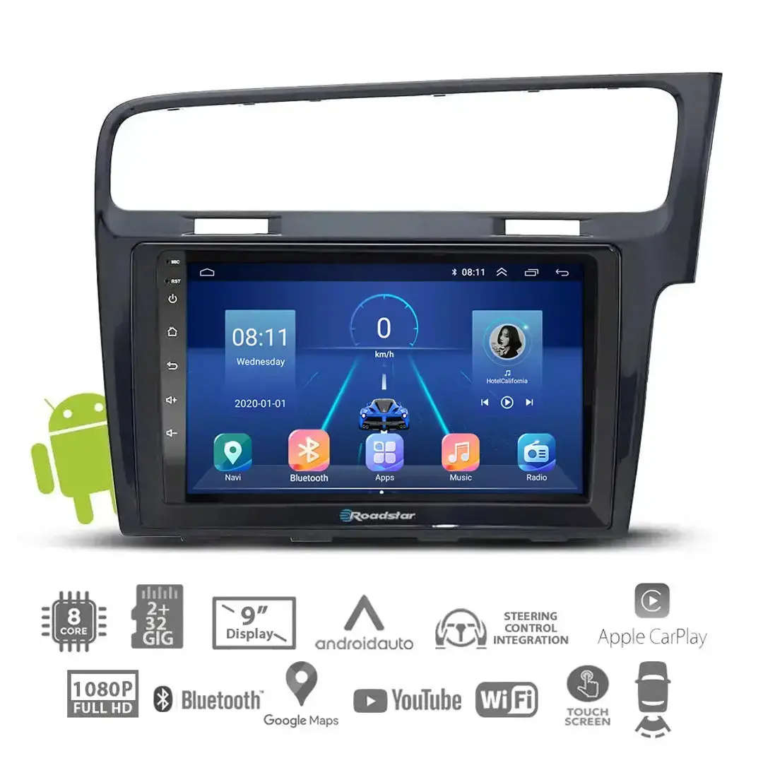Suitable To Fit Vw Golf 7 - 9 Inch Roadstar Android Entertainment & Gps System 1
