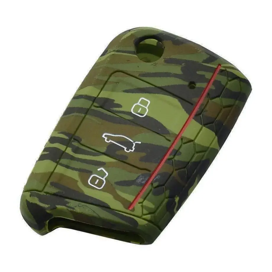 Suitable To Fit - Vw Golf 7 Tsi Camouflage Style Silicone 3-Button Key Cover 1