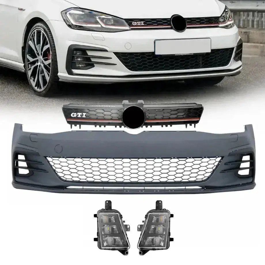 Suitable To Fit - Vw Golf 7.5 (17-20) Gti Plastic Front Bumper Upgrade With Fogs 1