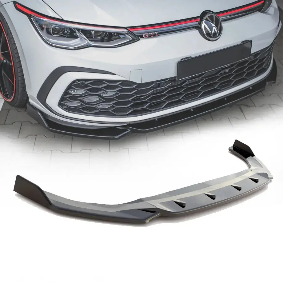 Suitable To Fit - Vw Golf 8 Gti Maxton Style 1-Piece Gloss Black Front Spoiler 1