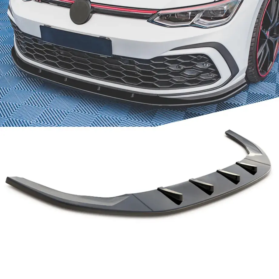 Suitable To Fit - Vw Golf 8 Gti Maxton Style 3-Piece Gloss Black Front Spoiler 1