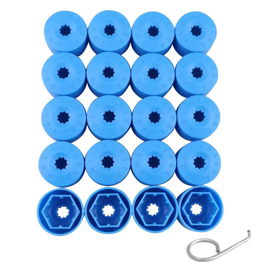 Suitable To Fit - Vw Plastic Anti Theft - Blue Wheel Nut Caps - 20 Piece 1