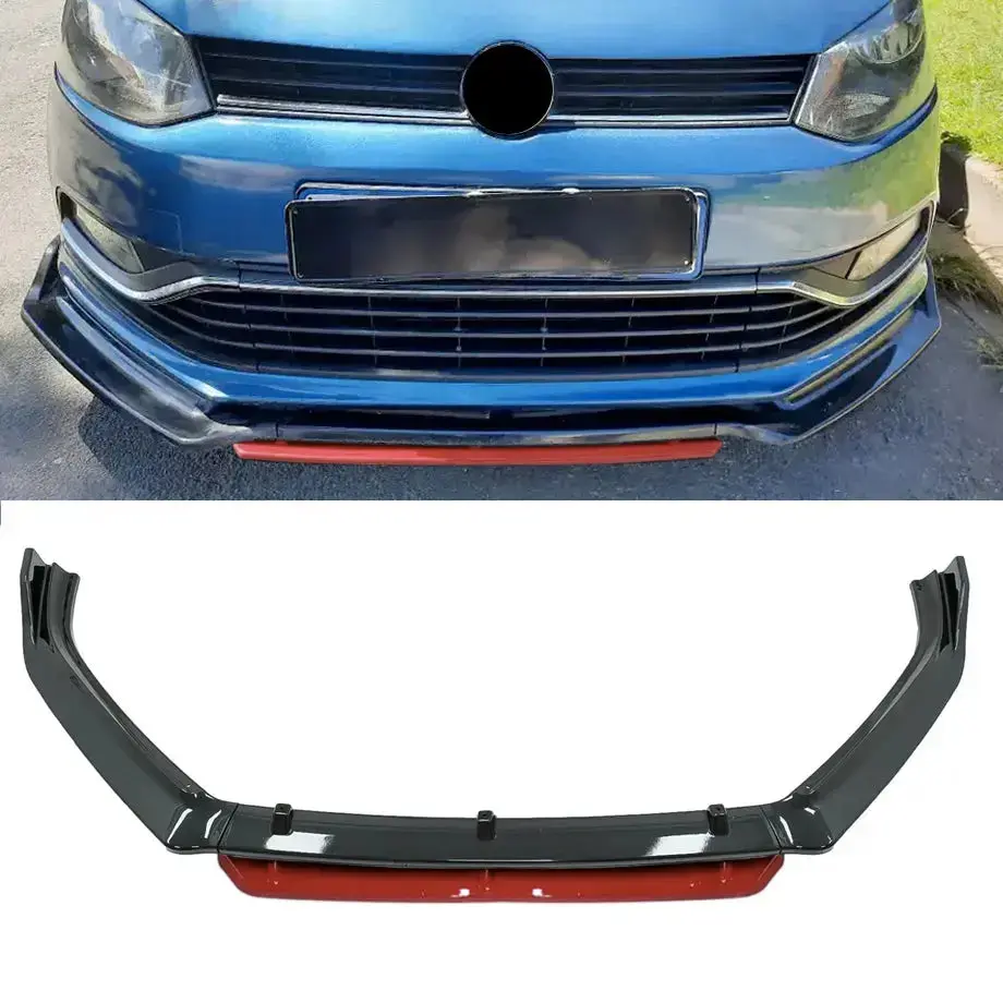 Suitable To Fit - Vw Polo 6 / 7 Tsi Gloss Black 4-Piece Front Lip Spoiler 1