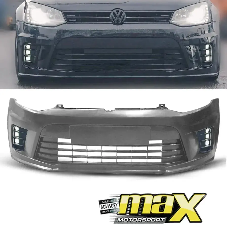 Suitable To Fit - Vw Polo 6 Wrc Style Plastic Front Bumper Upgrade With Fogs 1