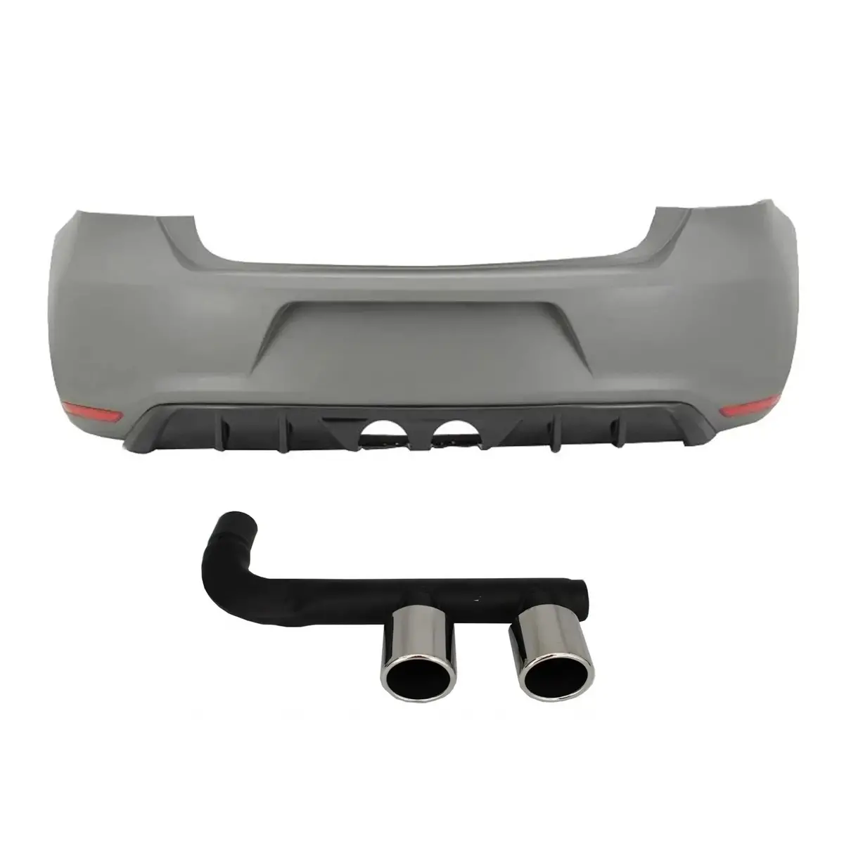 Suitable To Fit - Vw Polo 6R R400 Style Plastic Rear Bumper Upgrade With Tailpipe Exhaust 1