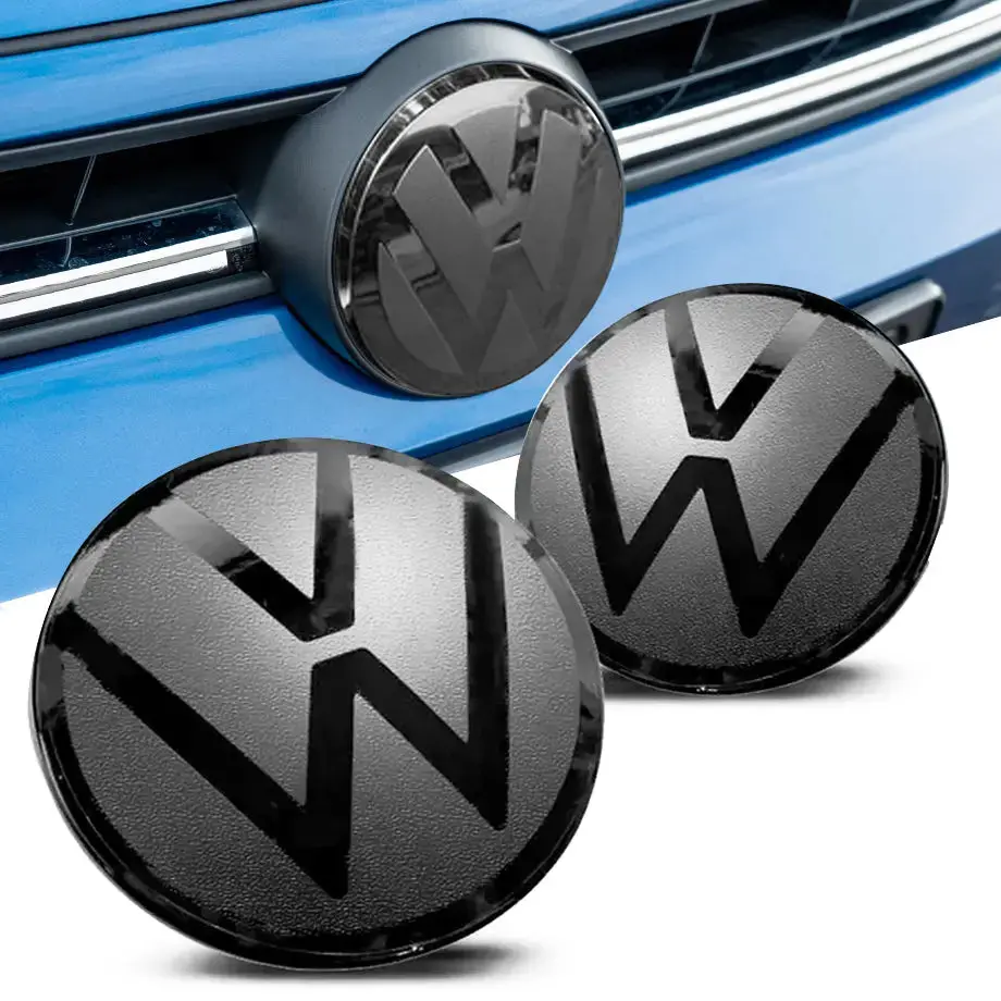 Suitable To Fit - V-W Polo 8 Life (23-On) Smoked Black Stick On Emblem Badge Cover (Pair) 1