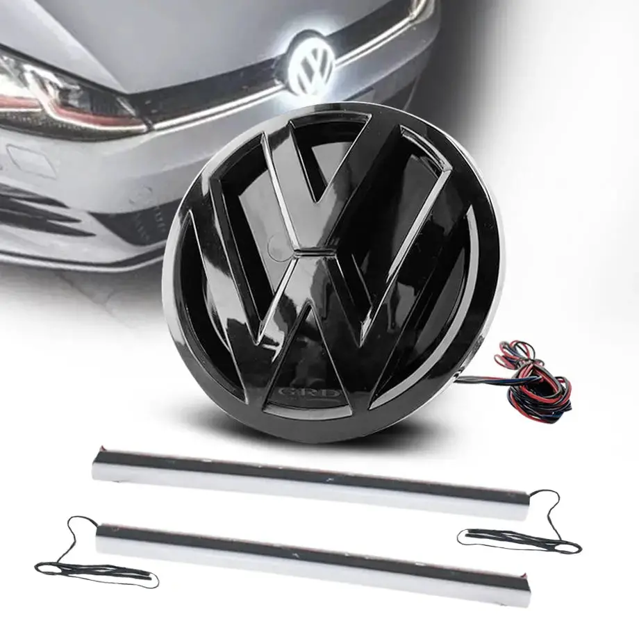 Suitable To Fit Vw - Universal Golf 8 Style Dynamic Led Emblem Badge With Drl Grille Strip 1