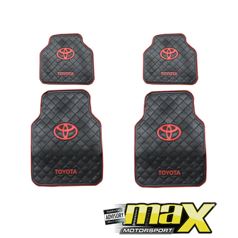 4 Piece Toyota Branded Rubber Car Mats (Red) 1