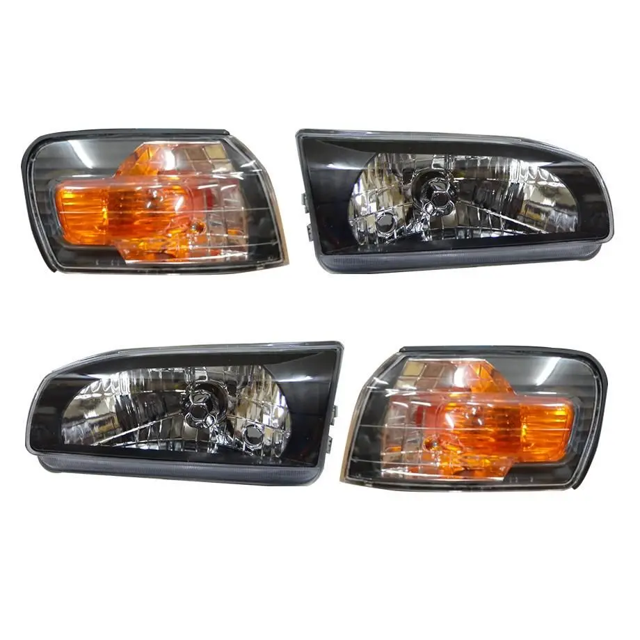 Toyota Corolla Rsi (96-98) Black Crystal Headlights Including Corner Lamps 1