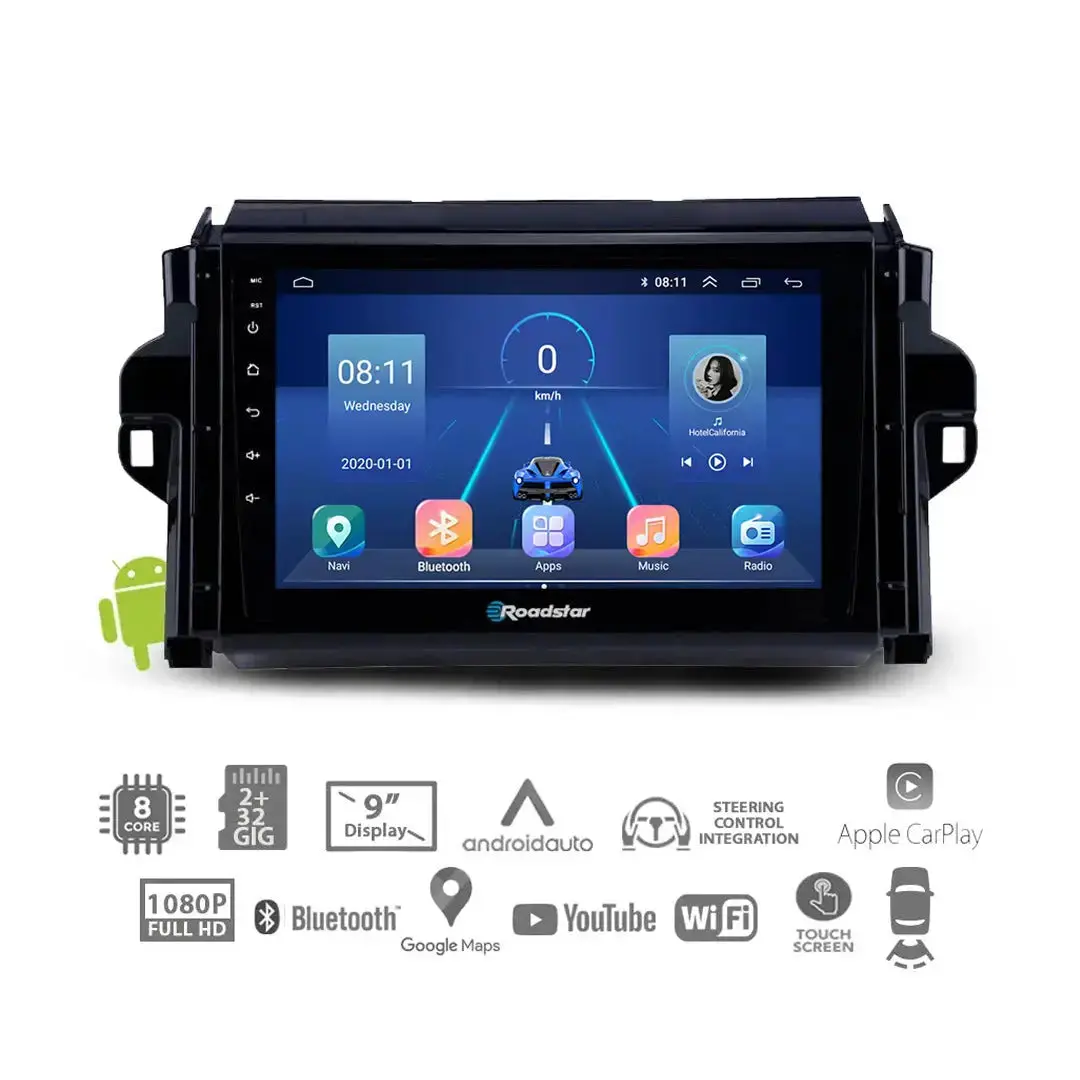 Toyota Fortuner (16-22) - 9 Inch Roadstar Android Entertainment & Gps System 1