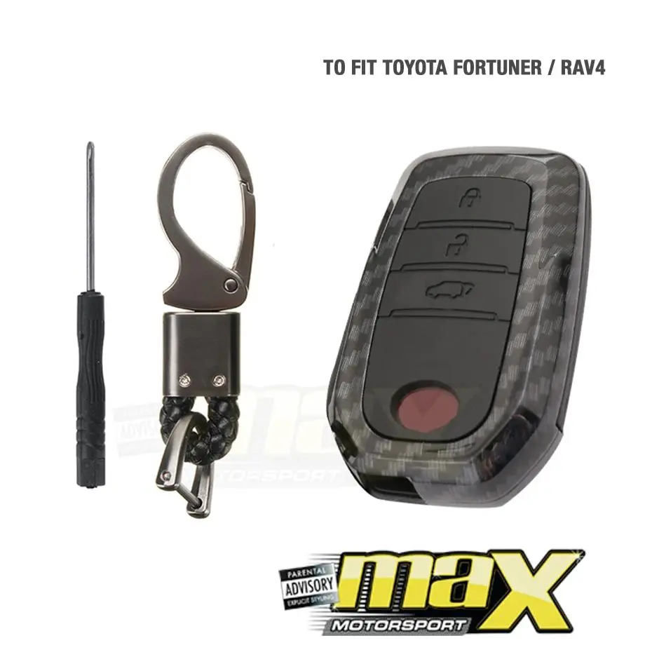 Toyota Fortuner (16-On) Carbon Fibre Key Case Cover With Key Ring 1