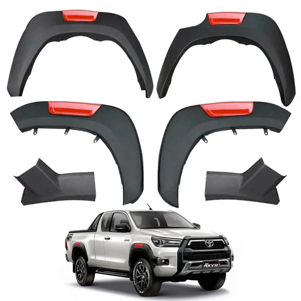 Toyota Hilux Revo Matte Black With Red Oem Style Plastic Wheel Arch (2020-On) 1