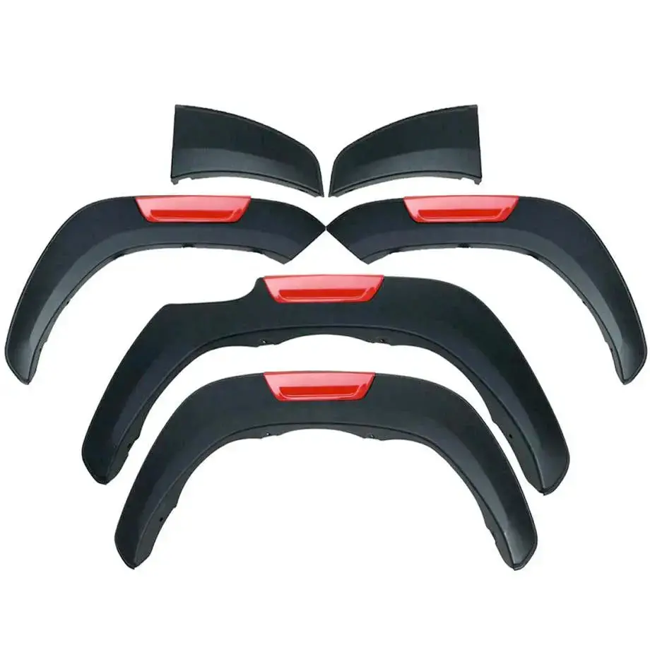 Toyota Hilux Revo (16-On) Matte Black With Red Oem Style Plastic Wheel Arch 1