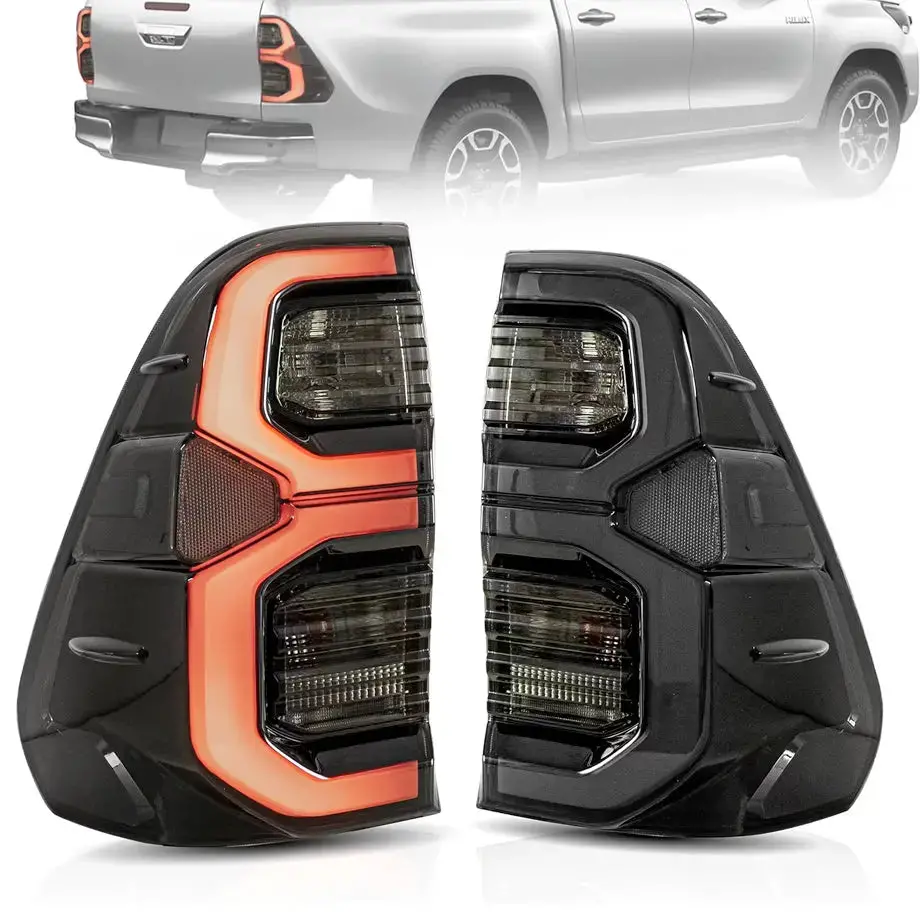 Toyota Hilux Revo (16-On) Smoked Black Led Taillights 1