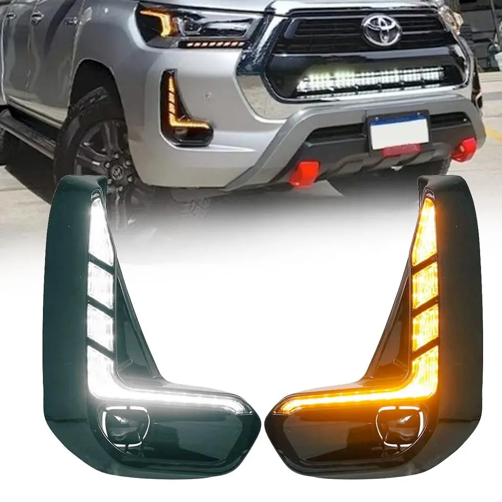 Toyota Hilux Revo (2020-On) Dual Function Drl Led Fog Light Surrounds With Dynamic Start Up 1
