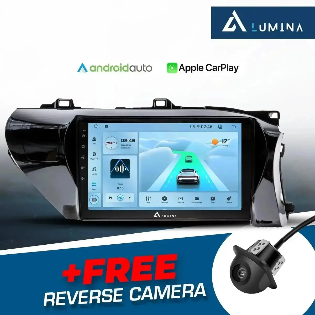 Toyota Hilux (15-21) - 9 Inch Lumina Android Entertainment & Gps System +Free Reverse Camera 1
