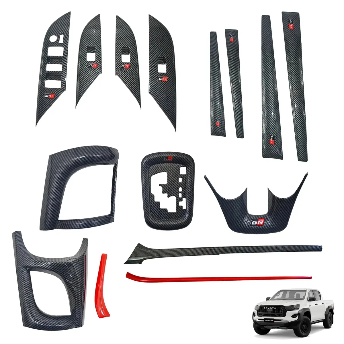 Toyota Hilux (16-On) Gr Sport Carbon Look Interior Accessory Trim Kit - 15 Piece 1