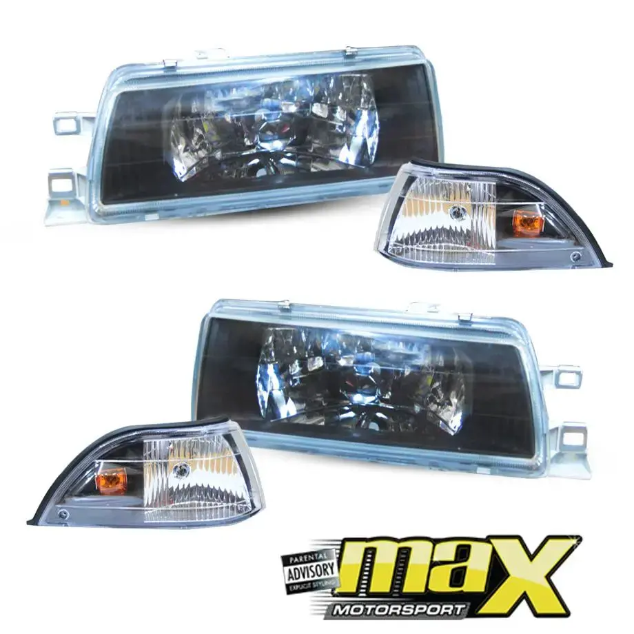Toyota Twincam (88-93) Crystal Black Headlights With Corner Lamps 1