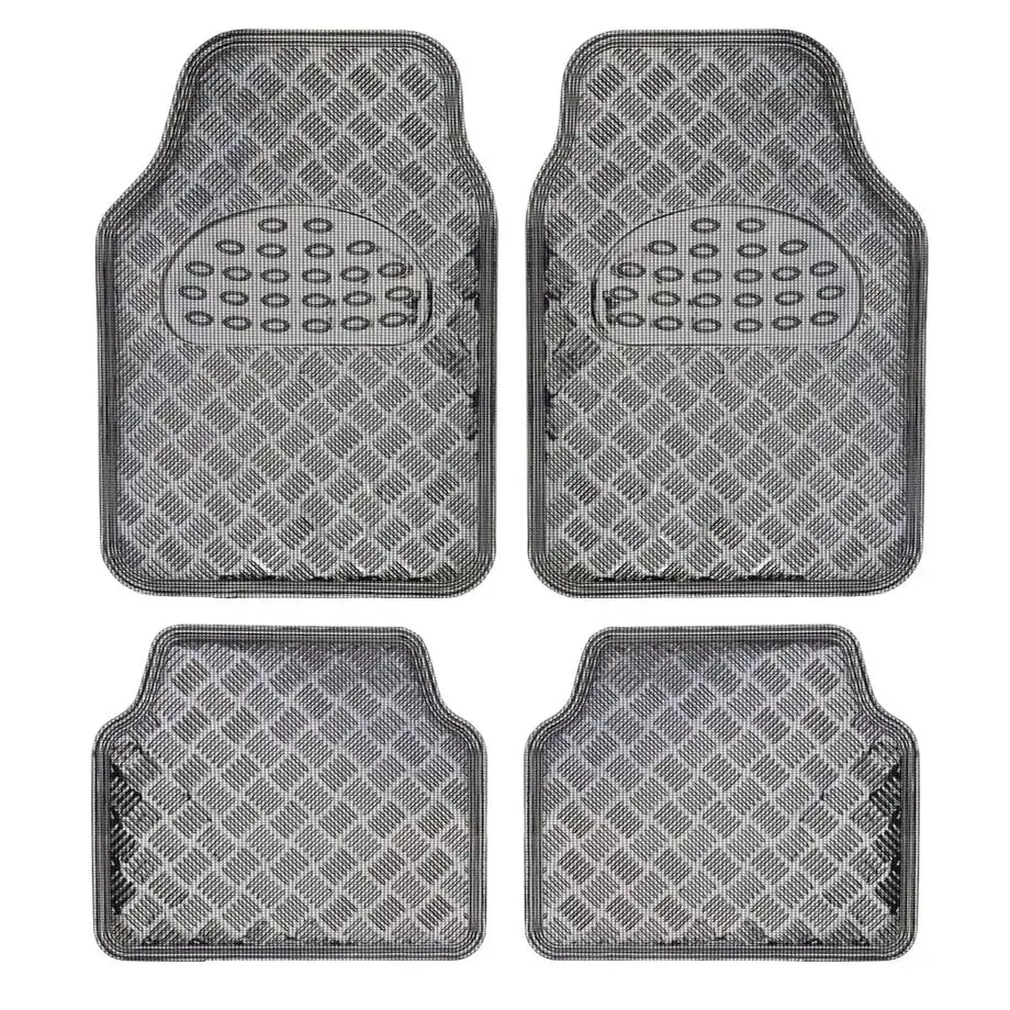 Universal 4-Piece Chrome Carbon Look Racing Mats 1