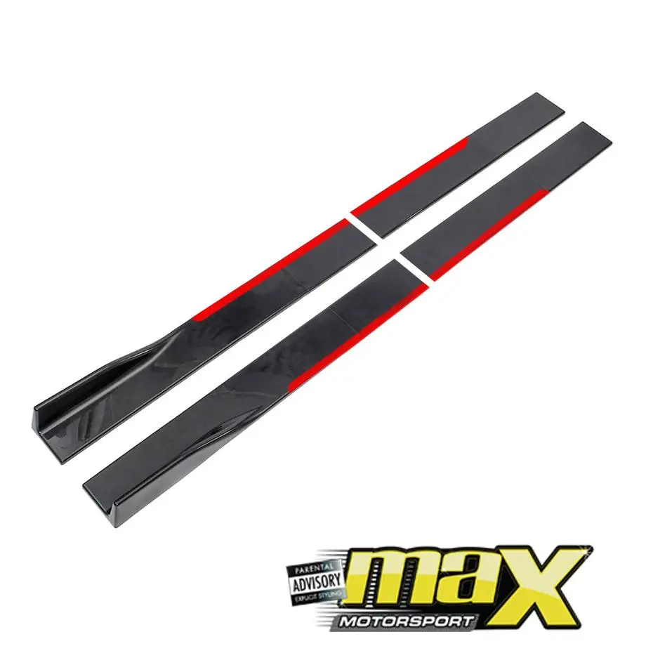 Universal 4 Piece Gloss Black Side Extensions With Red Trim 1