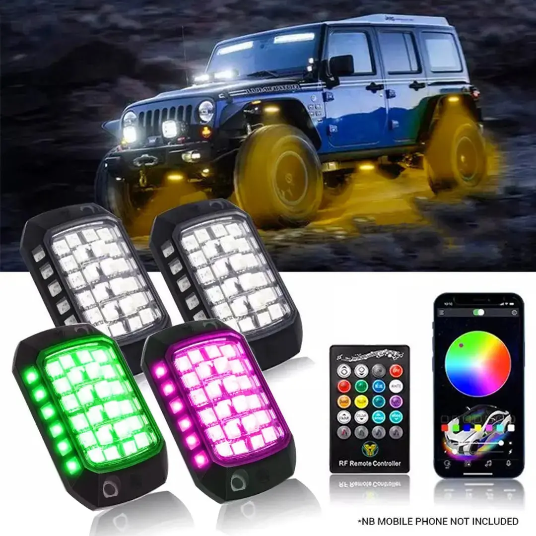 Universal 4 Pod Rgb App Controlled Led Rock Lights 1