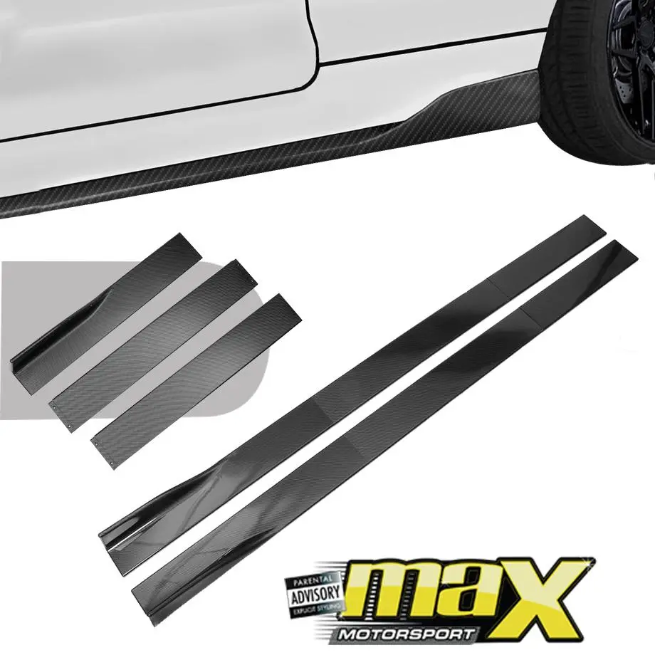 Universal 6-Piece Carbon Look Interlocking Side Skirts Extensions 1