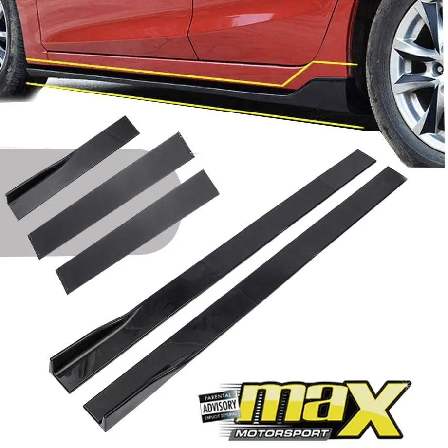 Universal 6-Piece Gloss Black Interlocking Side Skirts Extensions 1