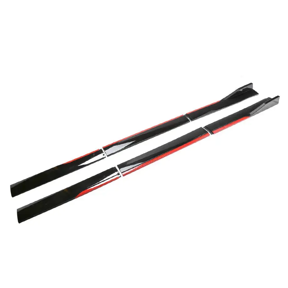 Universal 6-Piece Gloss Black With Red Trim Interlocking Side Skirts Extensions 1
