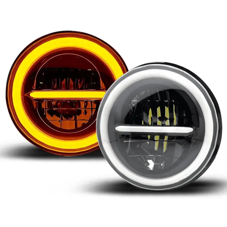 Universal 7 Inch Jeep Style Led Angel Eye Headlight 1
