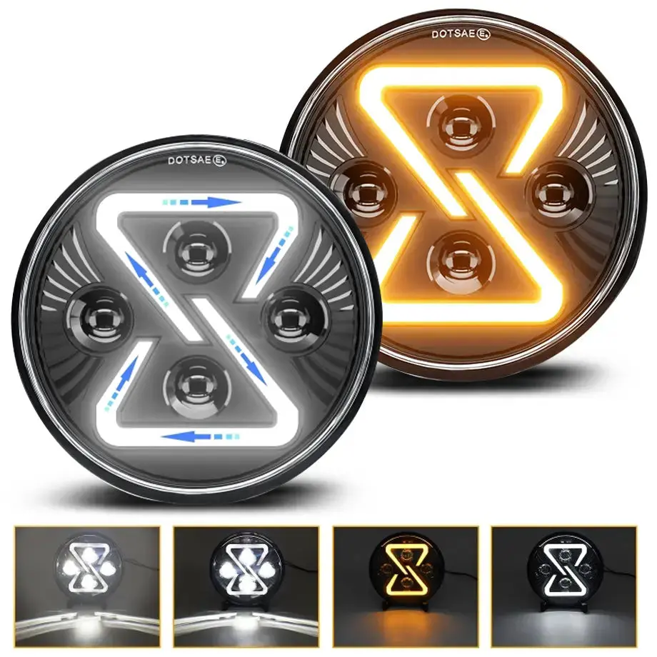 Universal  7 Inch Jeep Style Dynamic Start Up Drl Led Projector Headlight - New Design 1