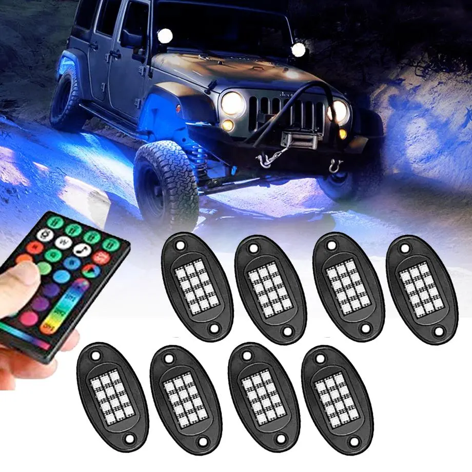 Universal 8 Pod Rgb Led Rock Light With Wireless Remote 1