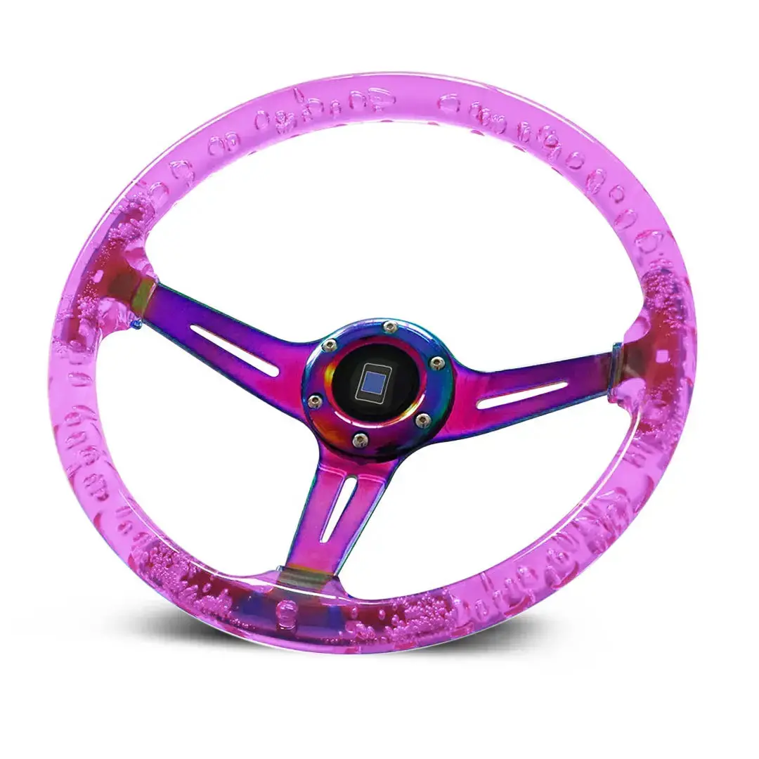 Universal Purple Acrylic Jdm Drift Style Racing Steering Wheel - Neo Chrome Face (350Mm) 1