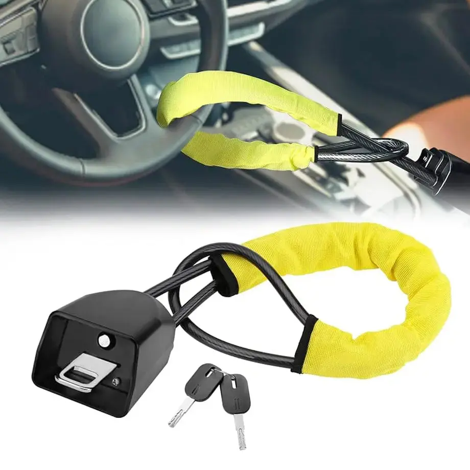 Universal Anti-Theft Wire Rope Steering Wheel Lock Device 1