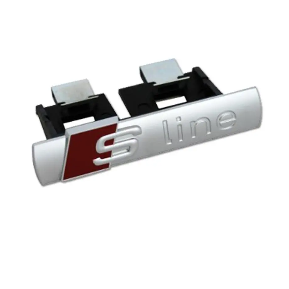 Universal Audi S-Line Grille Badge (Chrome & Red) 1