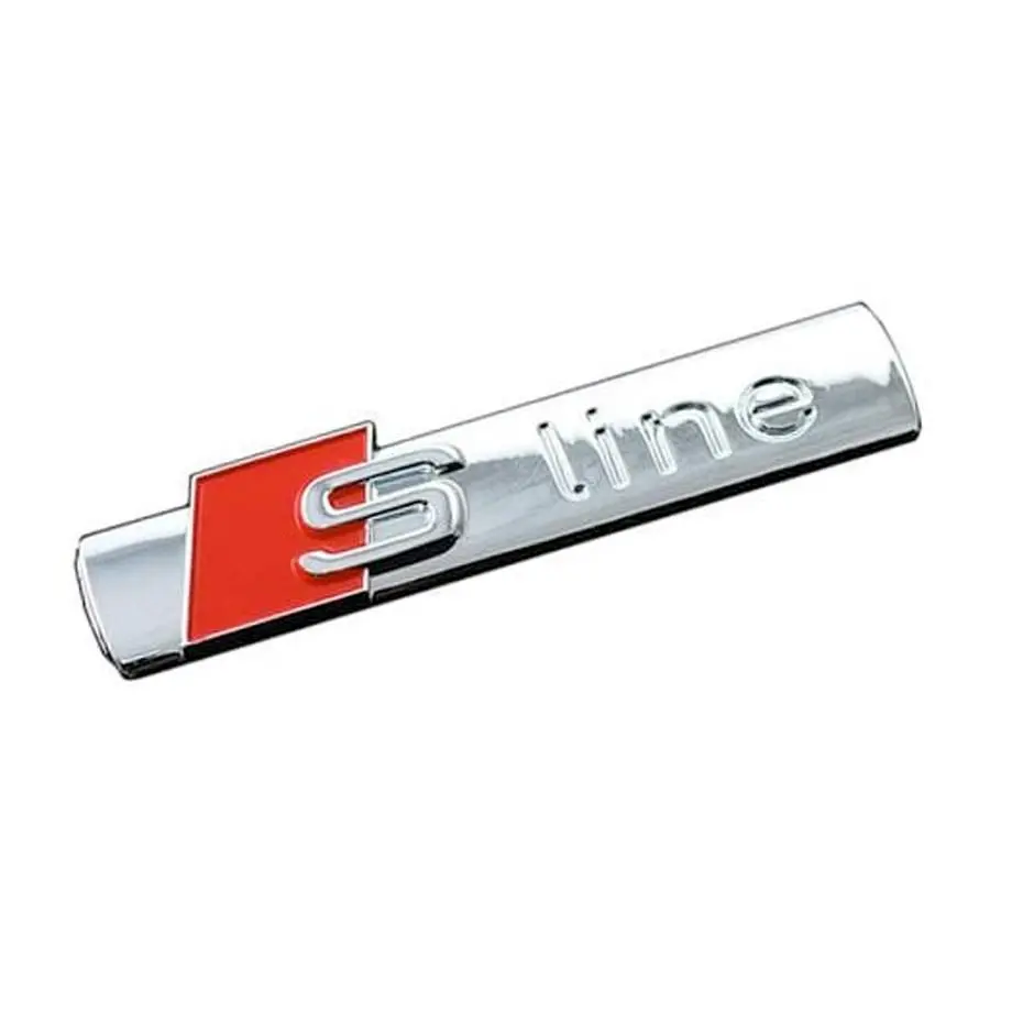 Universal Audi S-Line Stick On Badge (Chrome & Red) 1