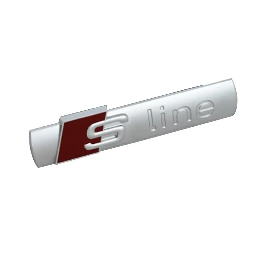 Universal Audi S-Line Stick On Badge (Silver & Red) 1