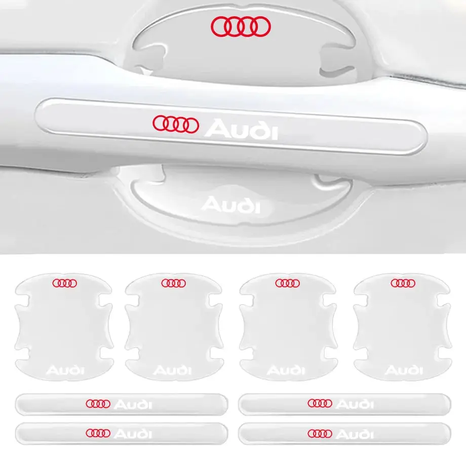 Universal Audi Transparent Silicone Door Handle Cover Protector Set (8Pc) 1