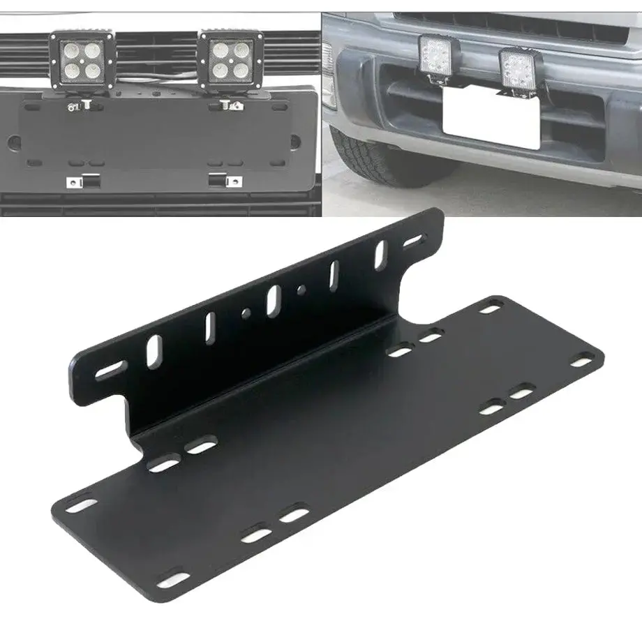 Universal Bar Light Mounting Bracket & Licence Plate Holder (Black) 1