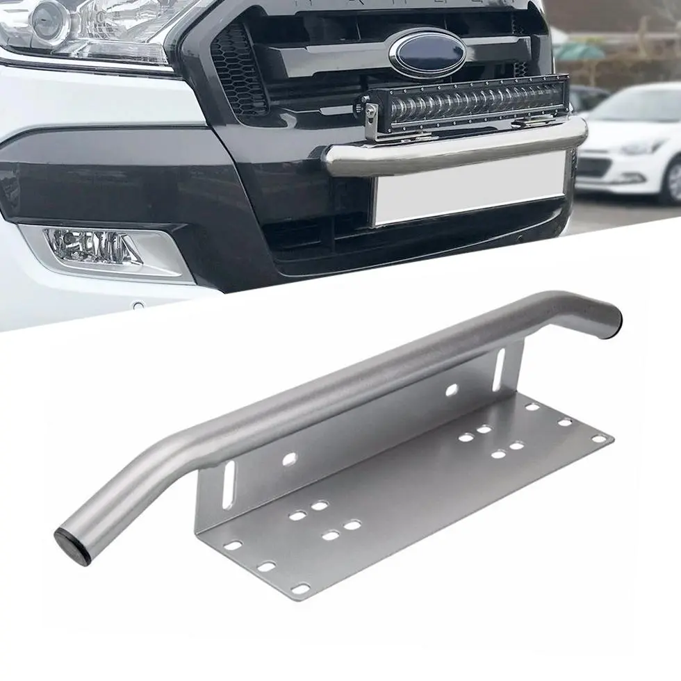 Universal Bar Light Mounting Bracket & Licence Plate Holder (Silver) 1