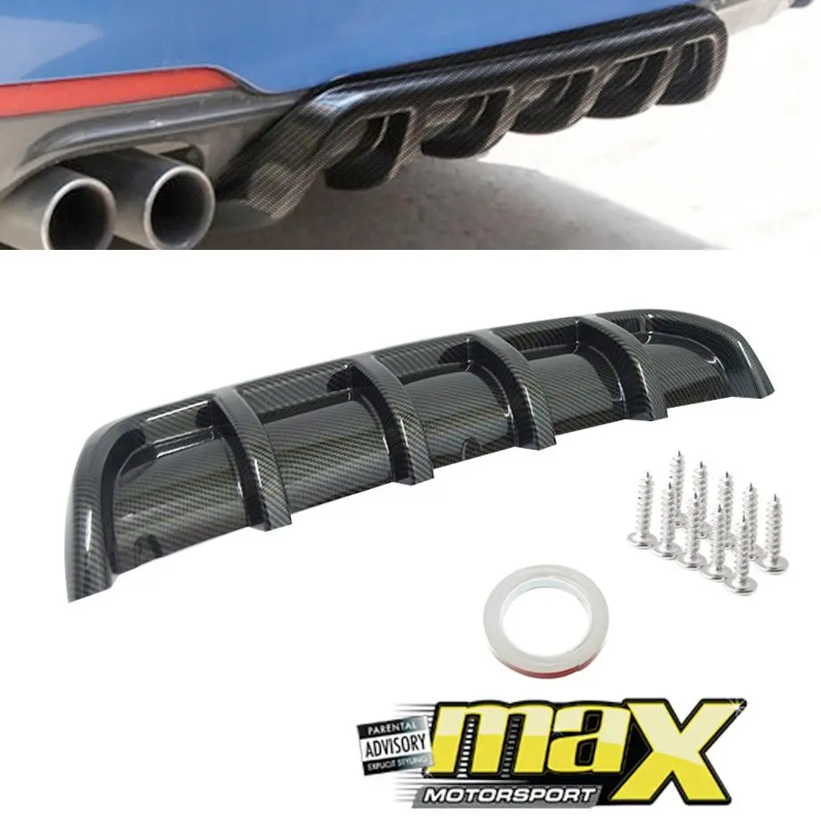 Universal Carbon Look Plastic Rear Bumper Diffuser 1