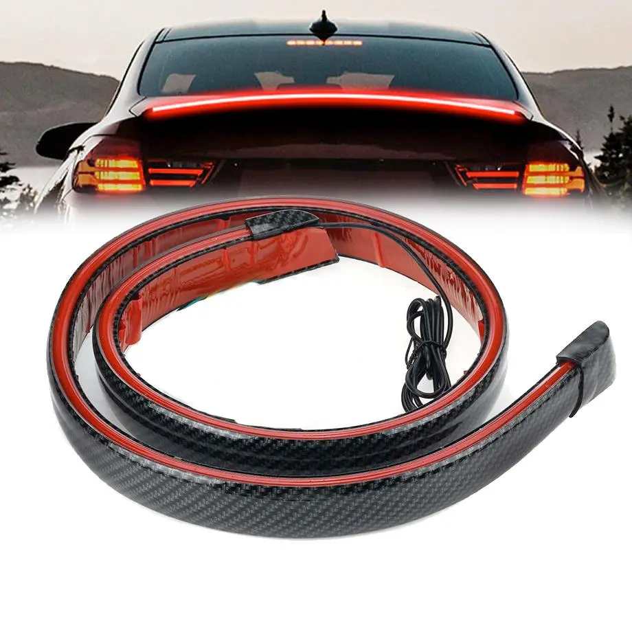 Universal Carbon Look Rubber Boot Spoiler With Led Brake Light 1