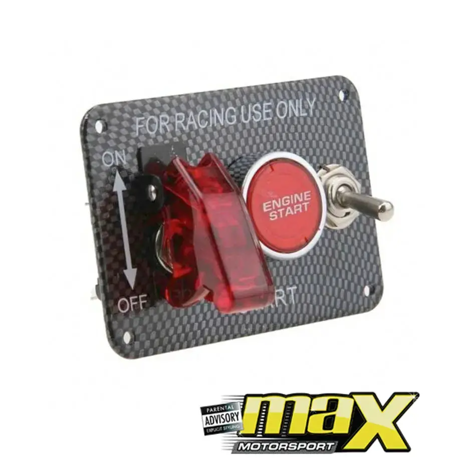 Universal Carbon Panel Engine Start Button With Ignition Switch Kit 1