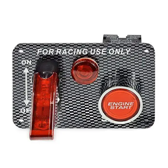 Universal Carbon Panel Engine Start Button With Ignition Toggle & Indicator Light 1