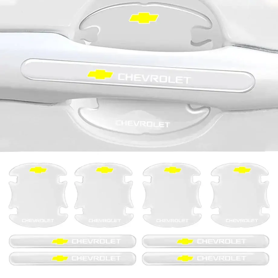 Universal Chevrolet Transparent Silicone Door Handle Cover Protector Set (8Pc) 1