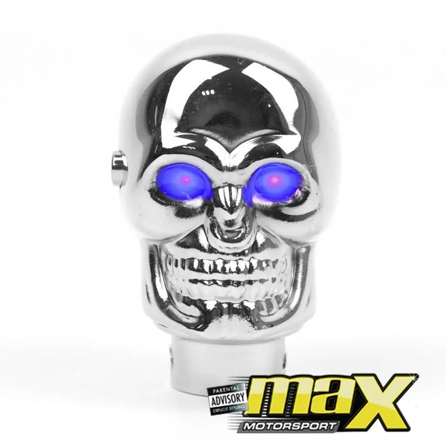 Universal Chrome Light Up Skull Gear Knob - Blue 1